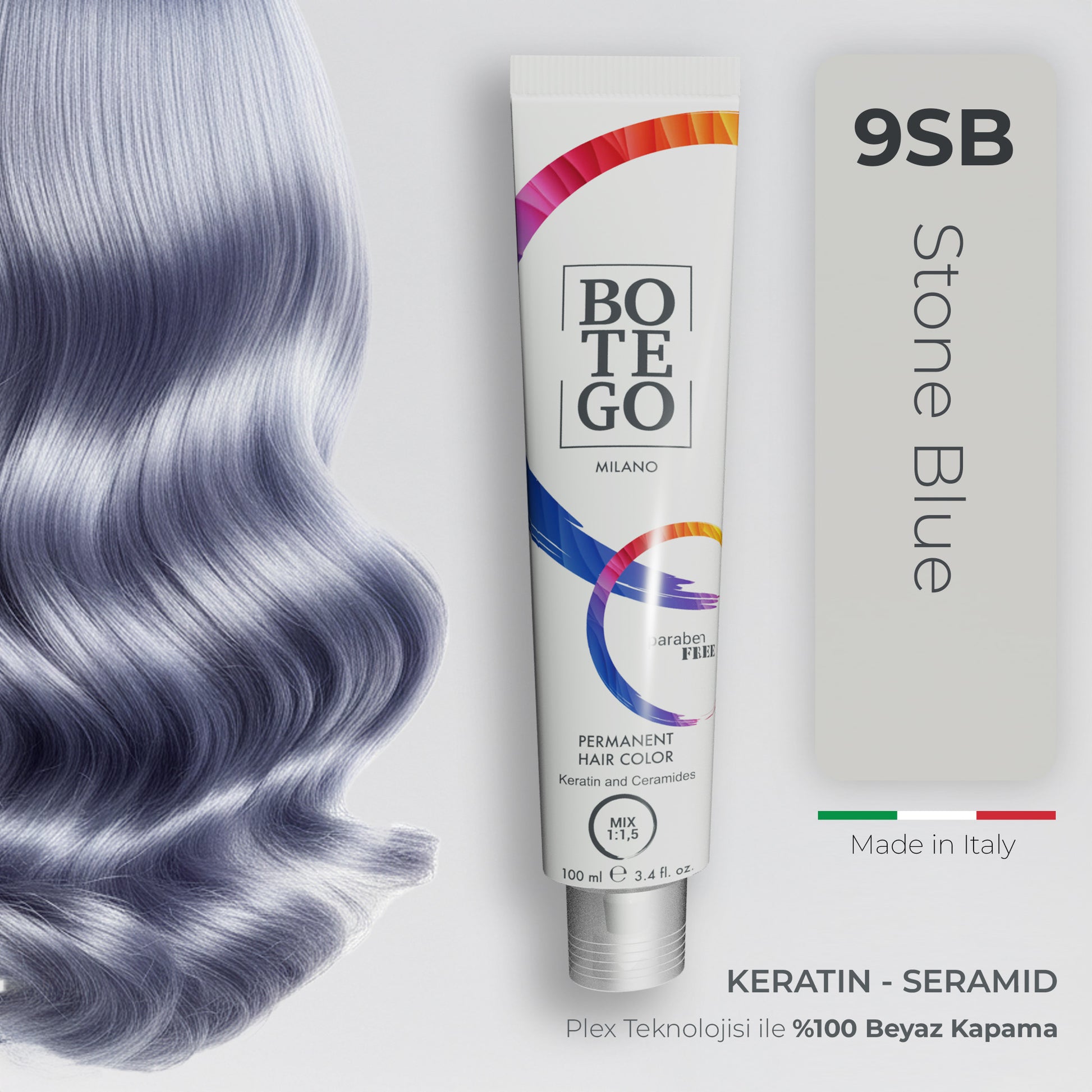 Metallic Shades Krem Saç Boyası 9 Stone Blue | Botego Milano