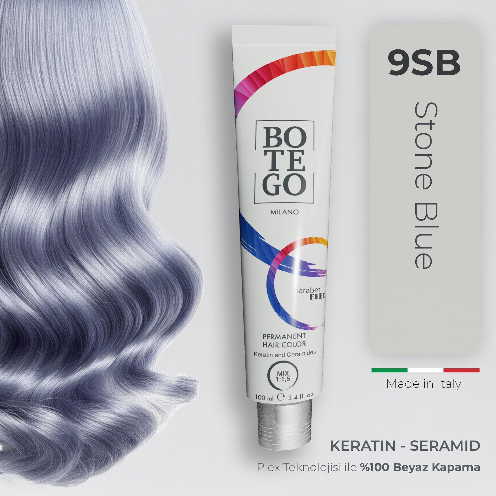 Metallic Shades Krem Saç Boyası 9 Stone Blue | Botego Milano
