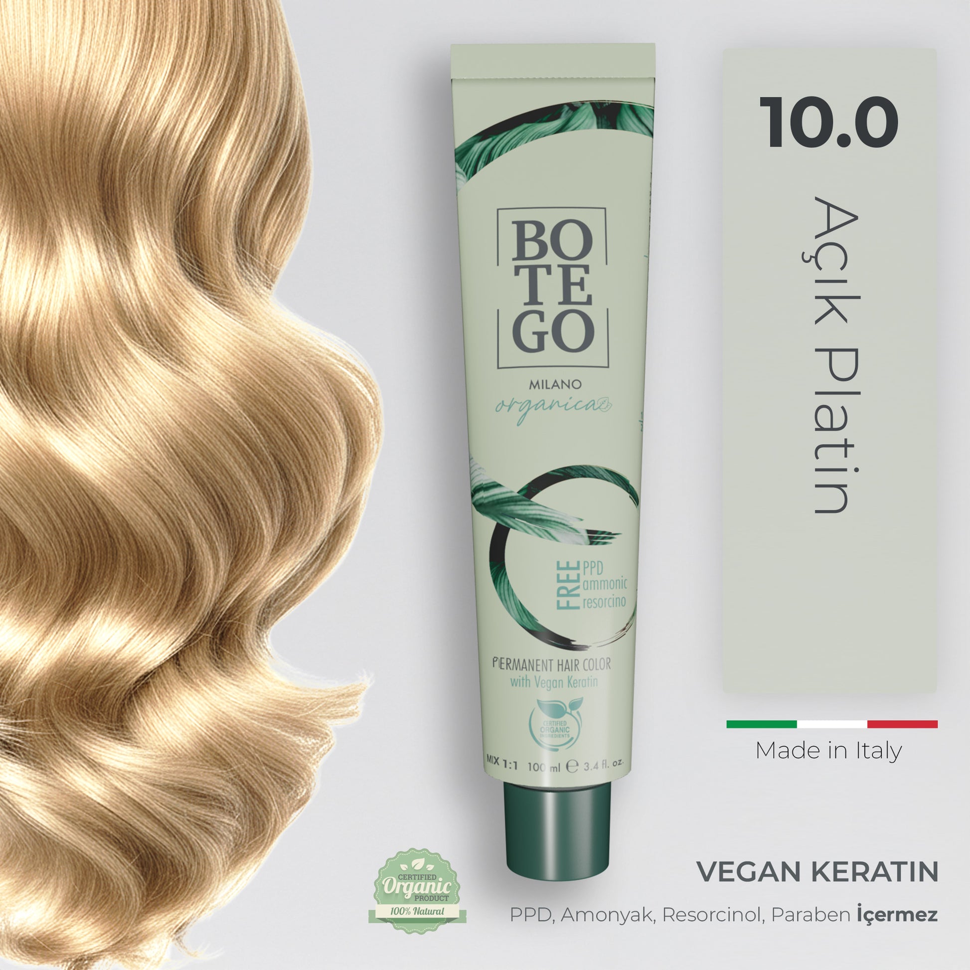 Organica Krem Organik Saç Boyası 10.0 Açık Platin Sarı