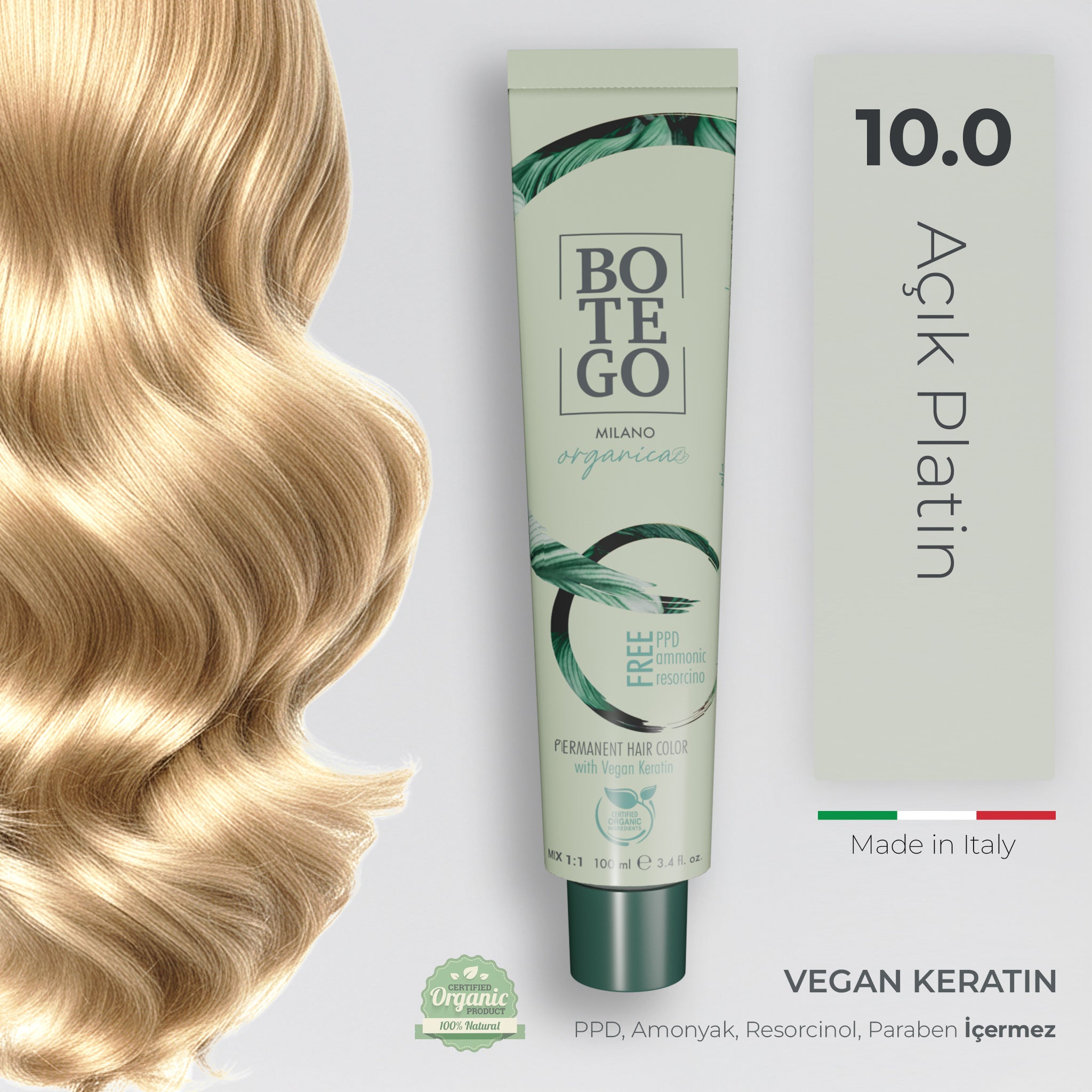Organica Krem Organik Saç Boyası 10.0 Açık Platin Sarı