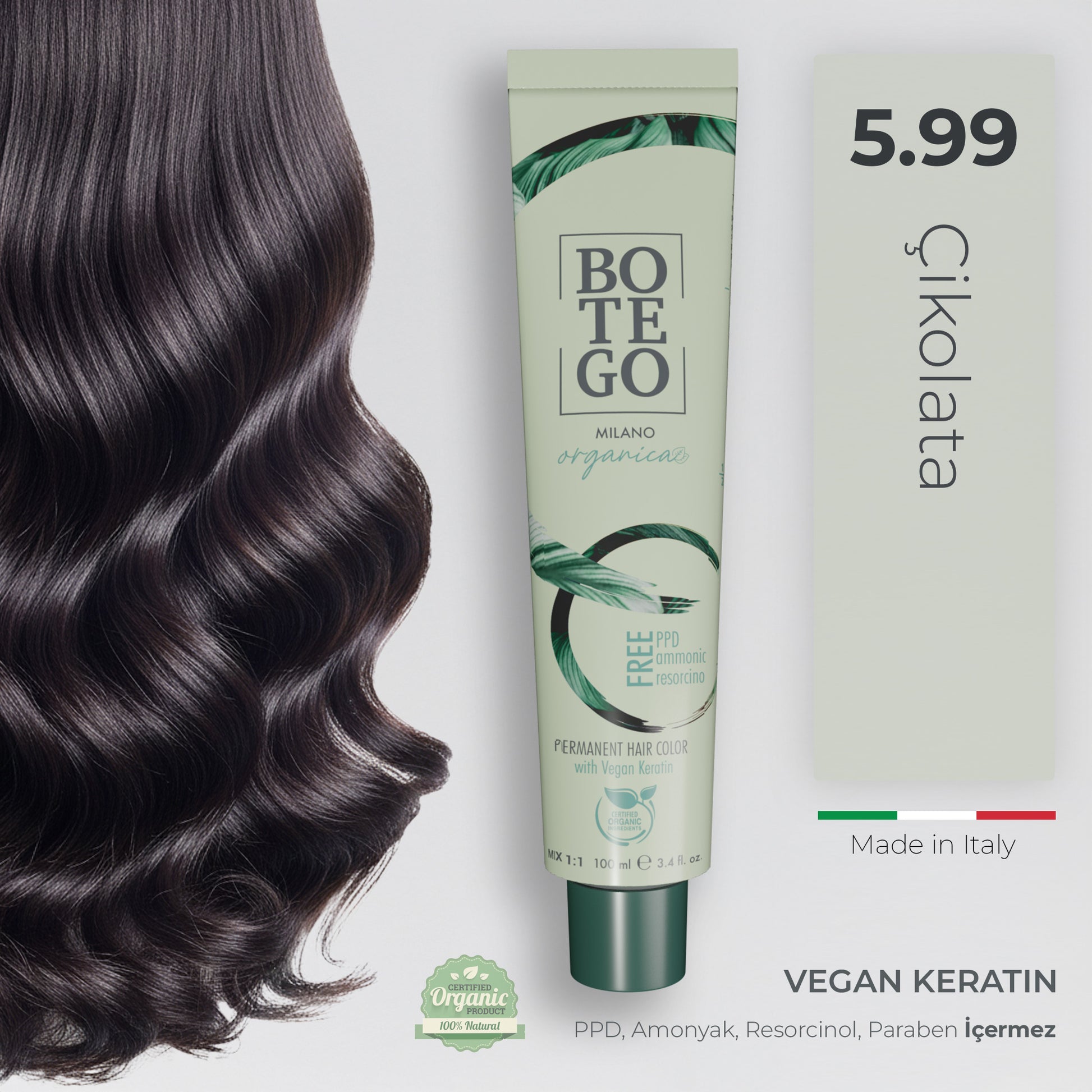 Organica Krem Organik Saç Boyası 5.99 Çikolata Kahve