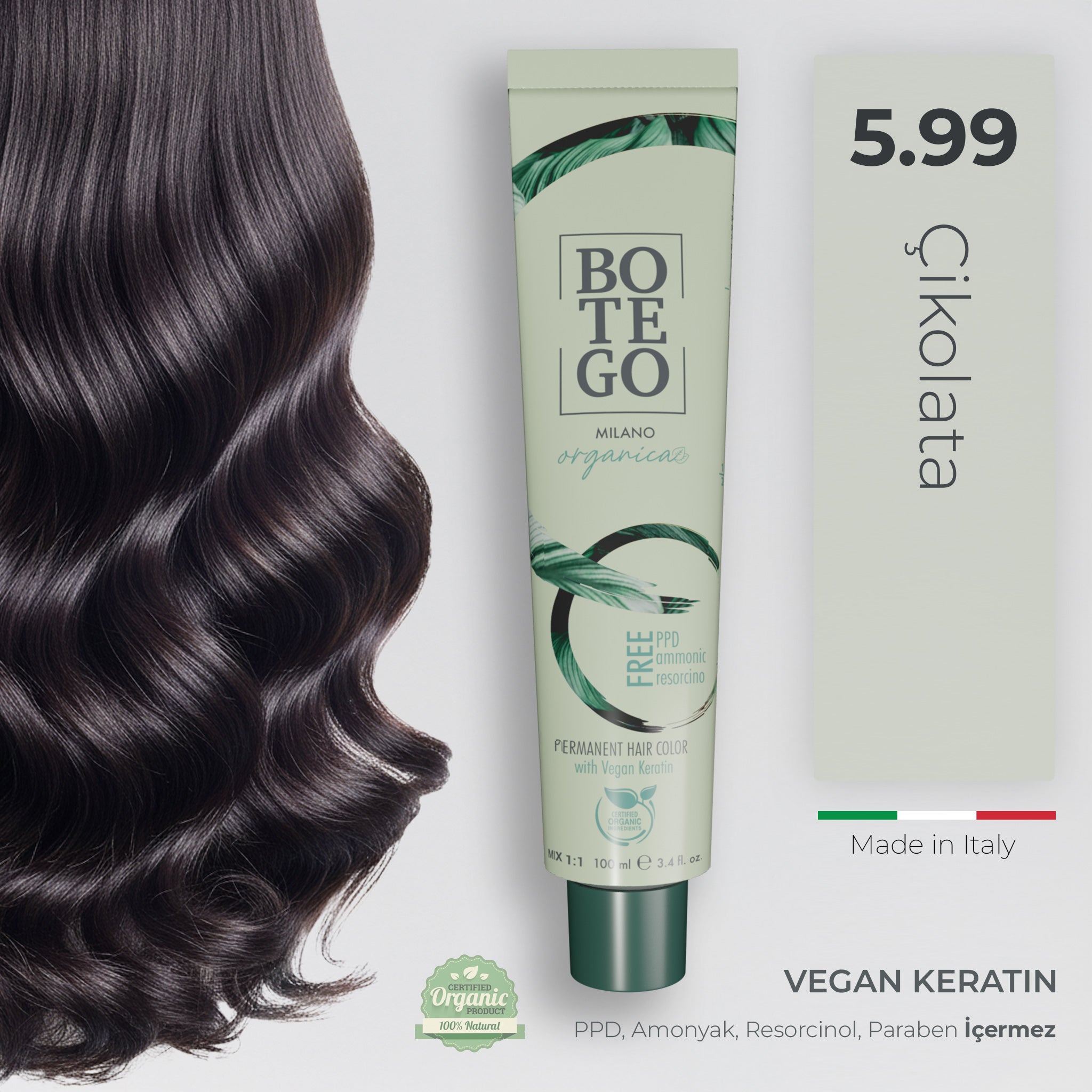 Organica Krem Organik Saç Boyası 5.99 Çikolata Kahve