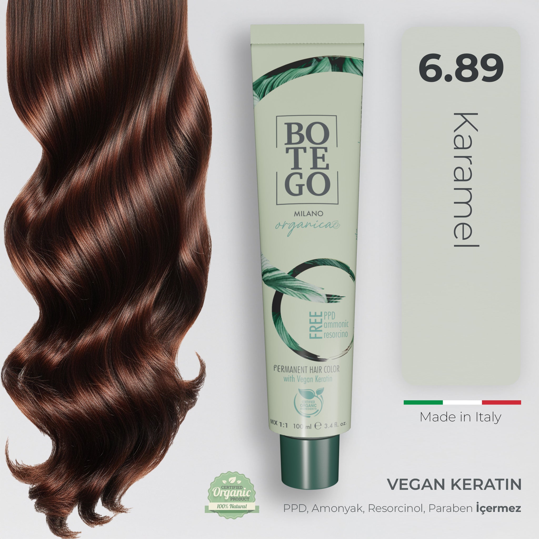 Organica Krem Organik Saç Boyası 6.89 Karamel Kahve