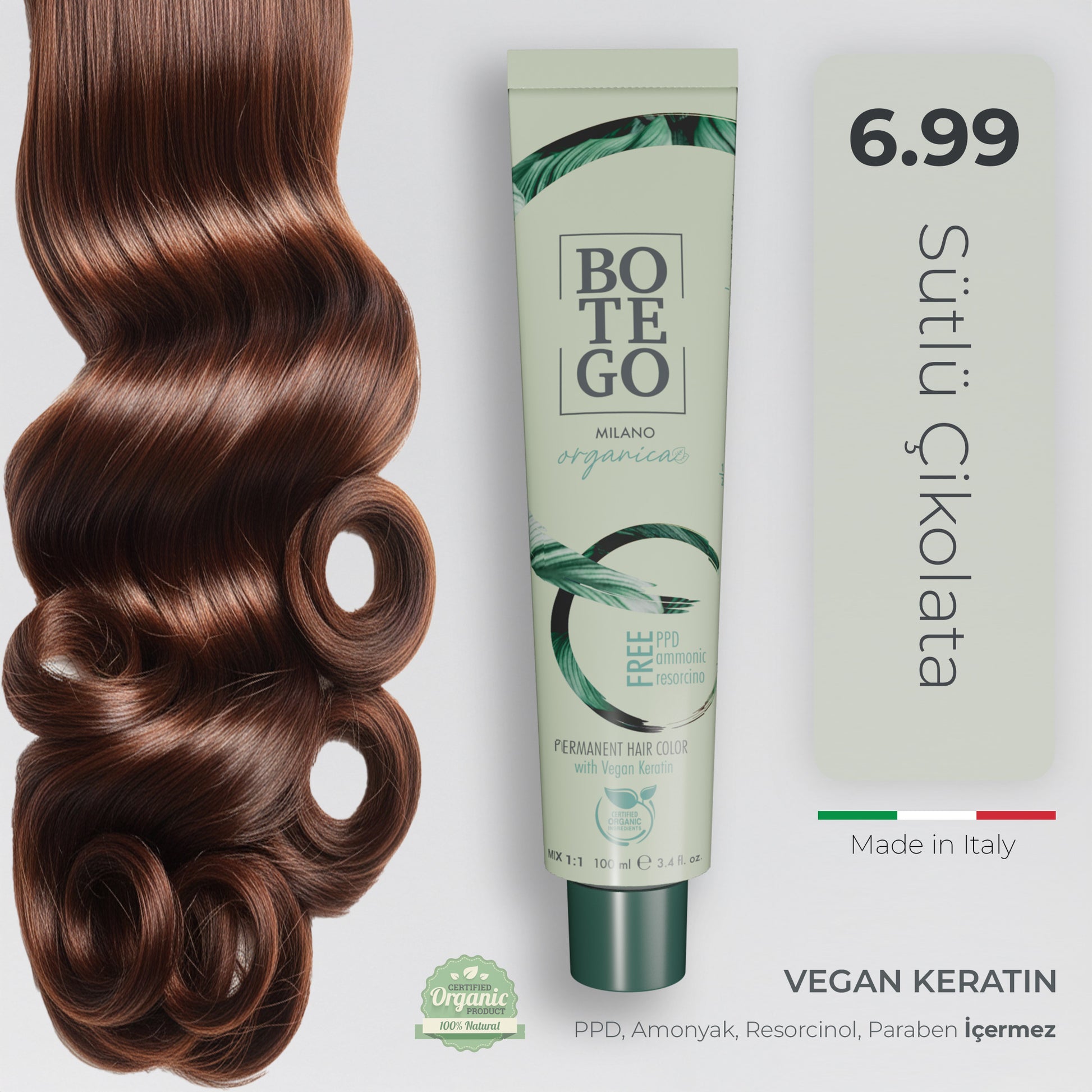Organica Krem Organik Saç Boyası 6.99 Sütlü Çikolata