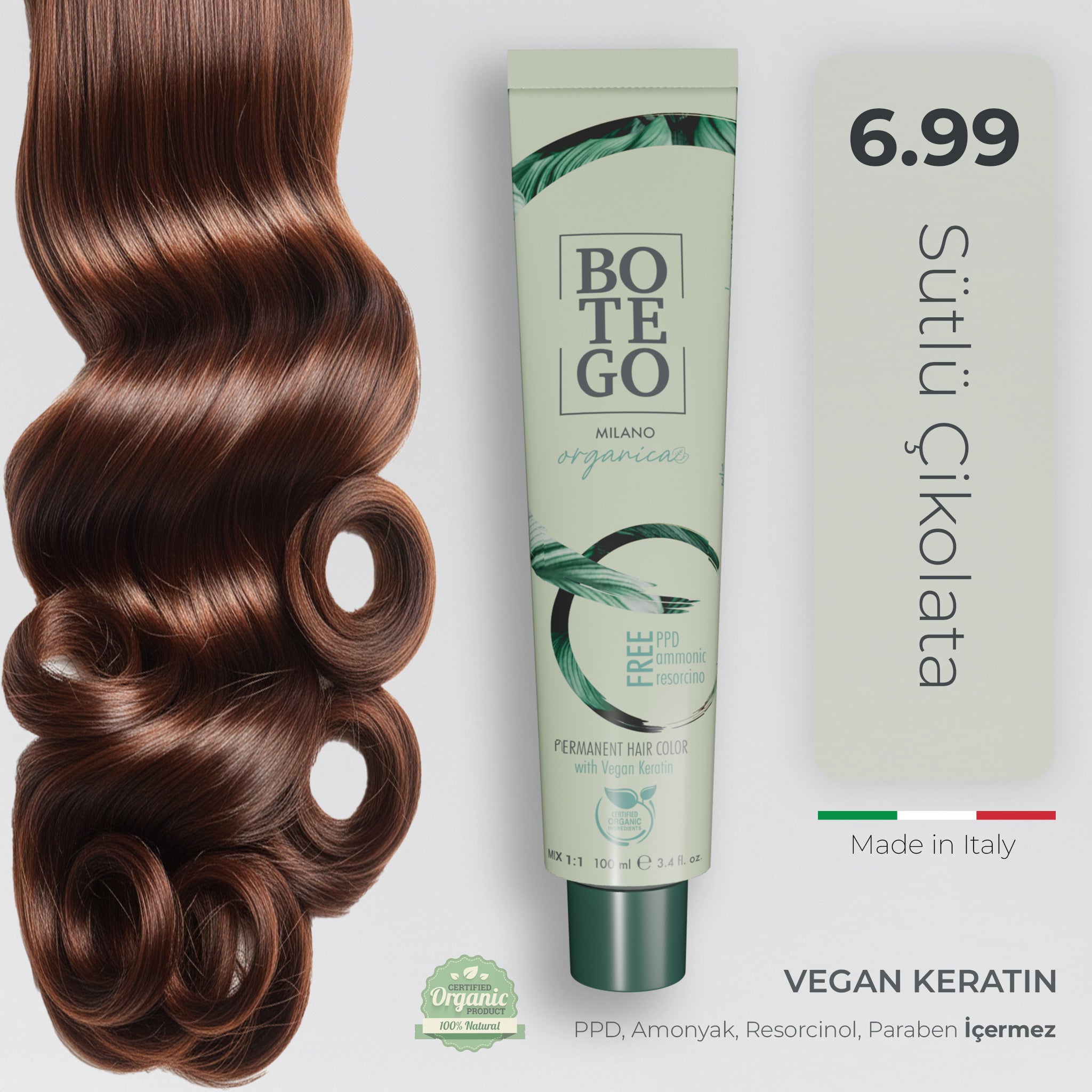 Organica Krem Organik Saç Boyası 6.99 Sütlü Çikolata