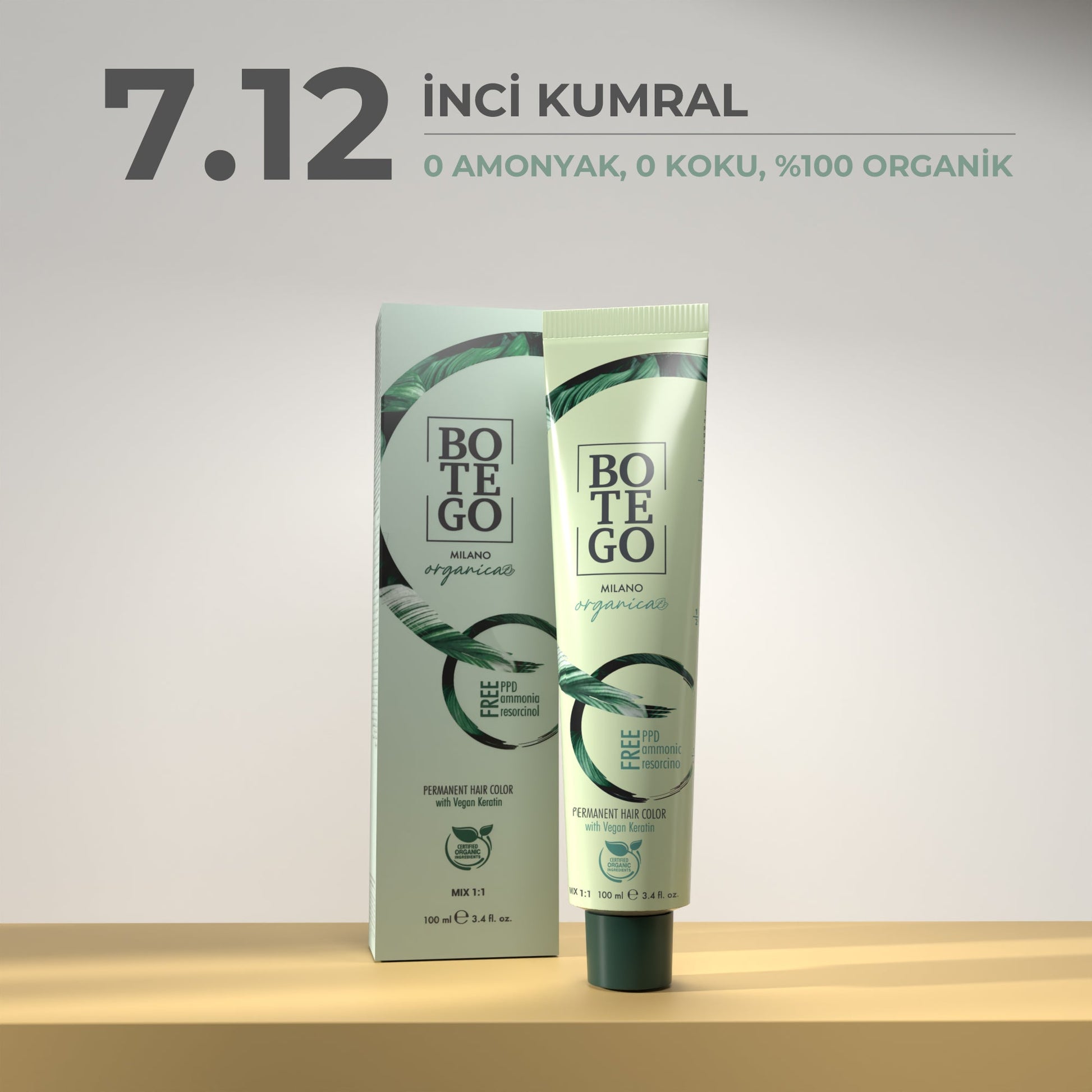Organica | Organik Saç Boyası - 7.12 İnci Kumral 100 ml Botego Milano | Saç Boyası, Şampuan, Keratin ve Organik Bakım Ürünleri