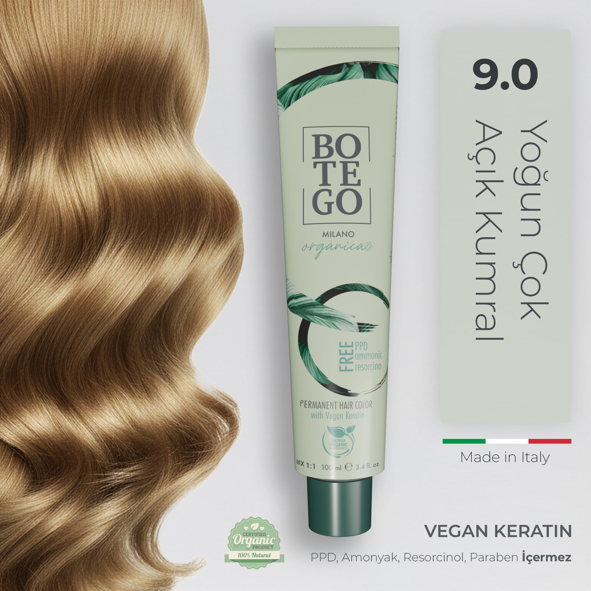 Organica Krem Organik Saç Boyası 9.0 Yoğun Çok Açık Sarı