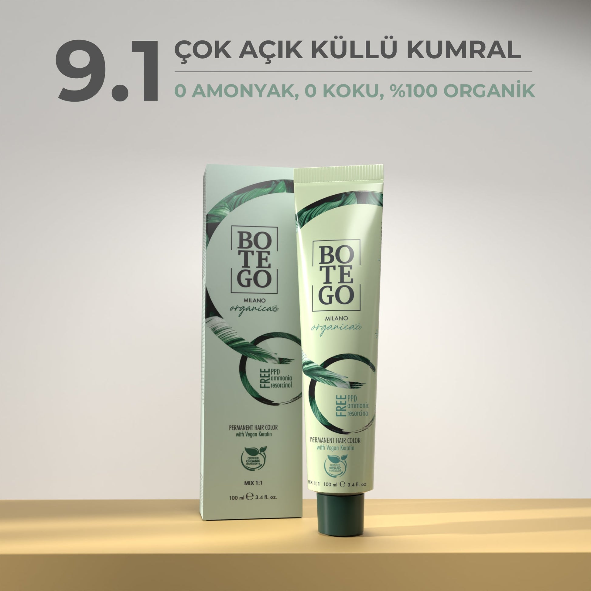Organica | Organik Saç Boyası - 9.1 Çok Açık Küllü Kumral 100 ml Botego Milano | Saç Boyası, Şampuan, Keratin ve Organik Bakım Ürünleri