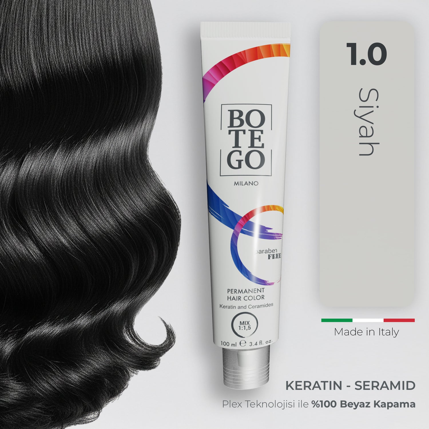Profesyonel Krem Saç Boyası - 1.0 Siyah 100 ml