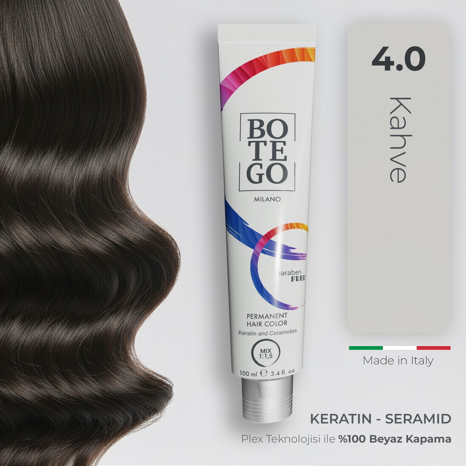 Profesyonel Krem Saç Boyası 4.0 Kahve | Botego Milano