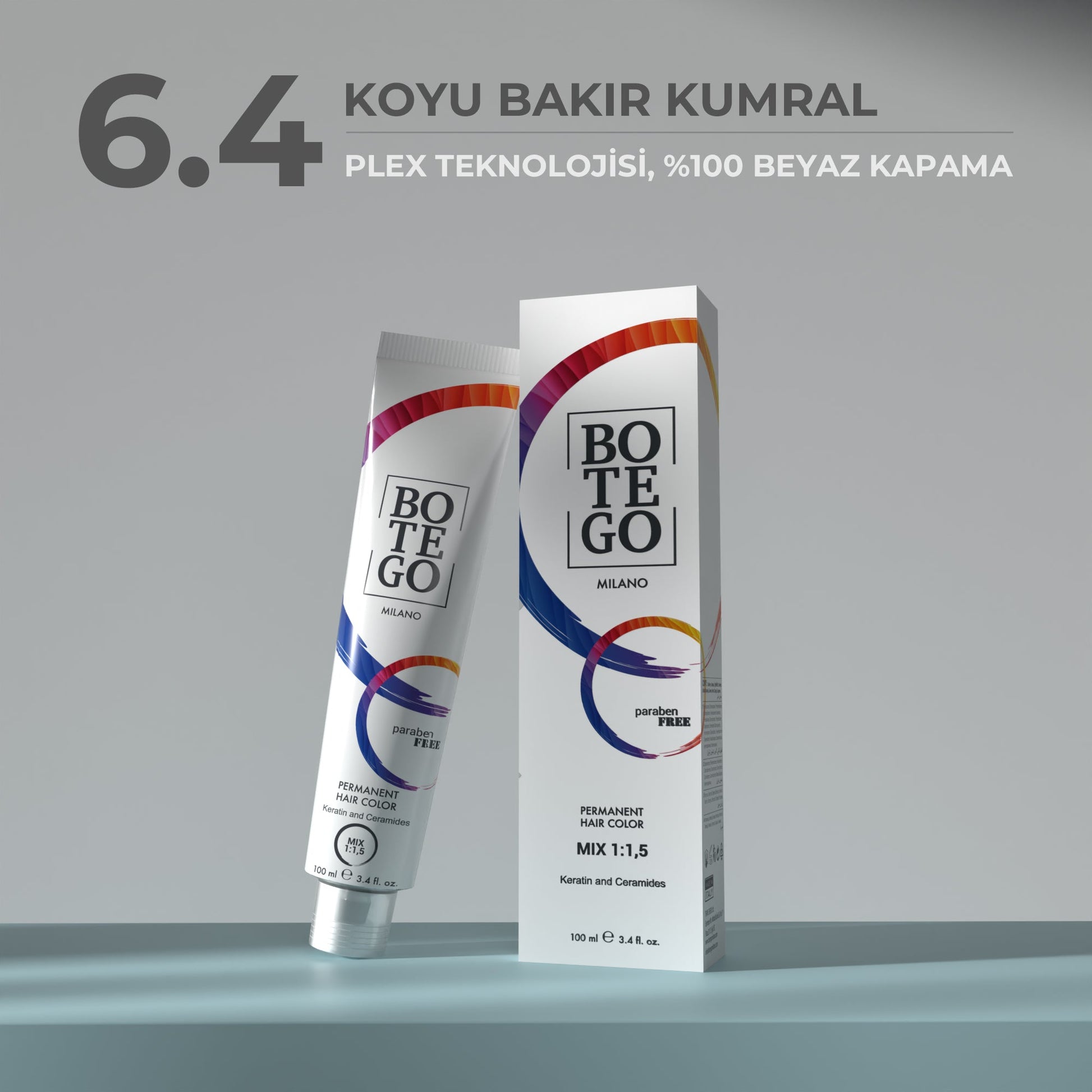 Profesyonel Krem Saç Boyası - 6.4 Koyu Bakır Kumral 100 ml Botego Milano | Saç Boyası, Şampuan, Keratin ve Organik Bakım Ürünleri