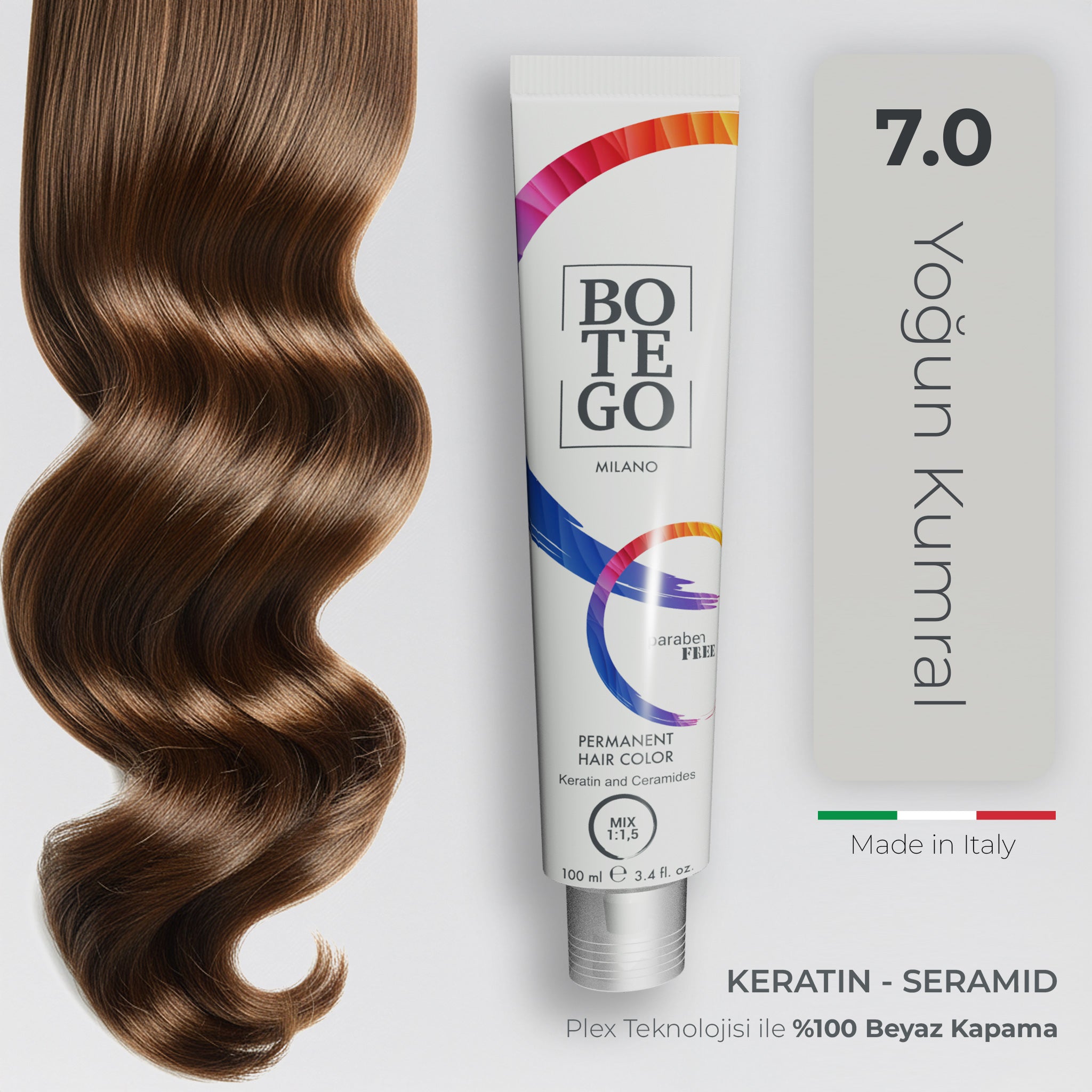 Profesyonel Krem Saç Boyası 7.0 Yoğun Kumral | Botego Milano