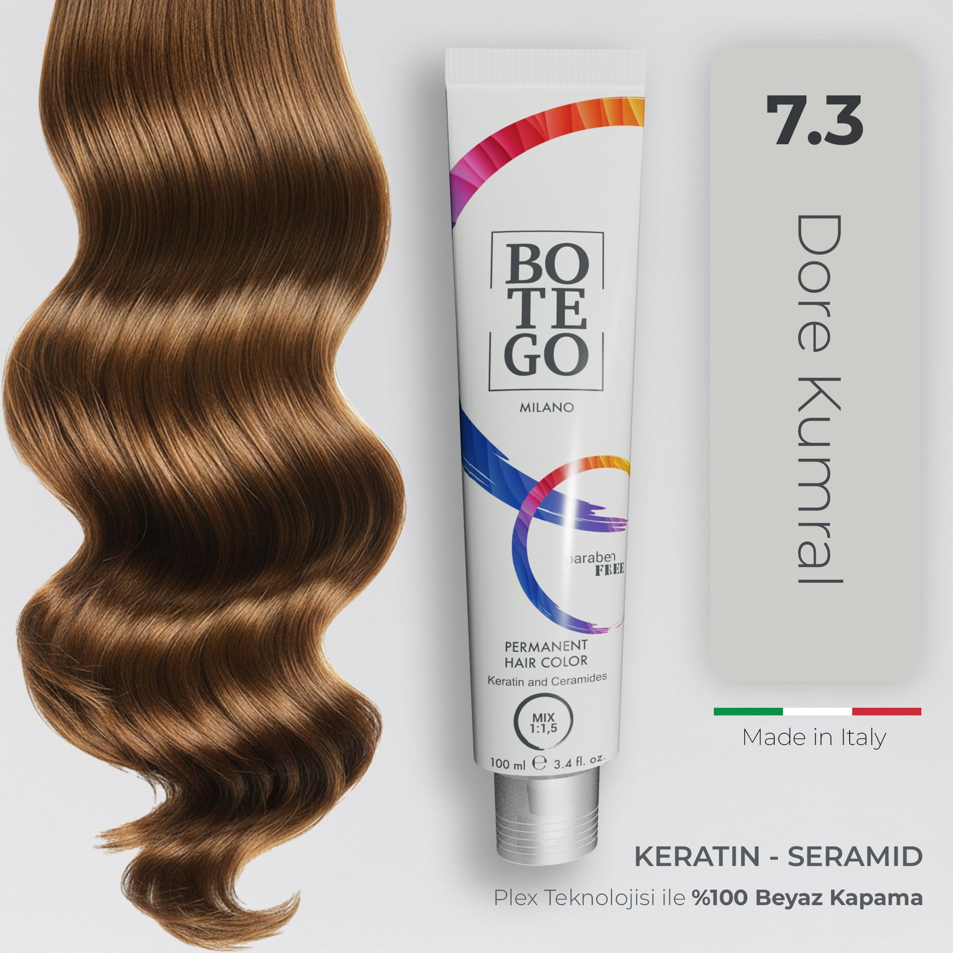 Profesyonel Krem Saç Boyası 7.3 Dore Kumral | Botego Milano