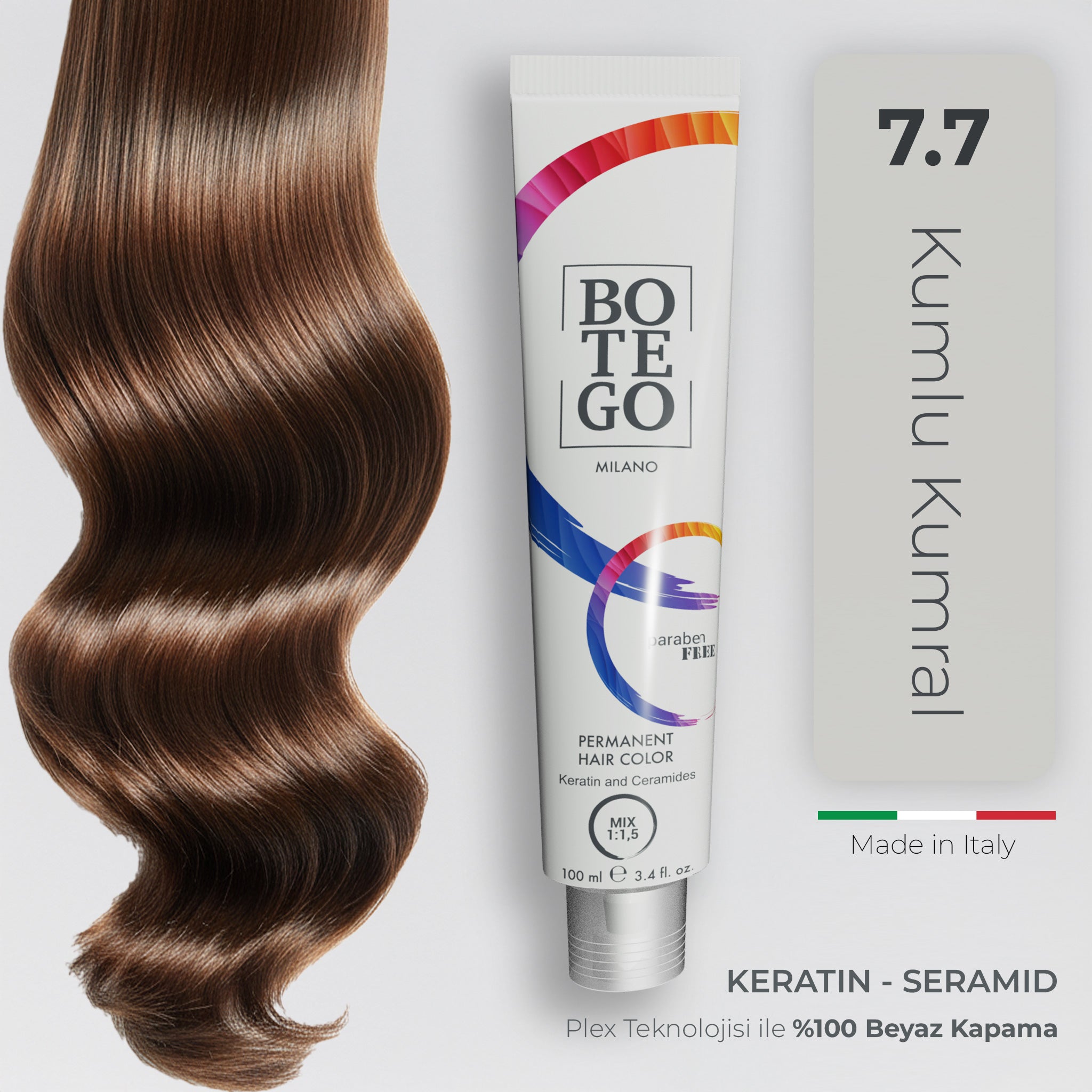 Profesyonel Krem Saç Boyası 7.7 Kumlu Kumral | Botego Milano