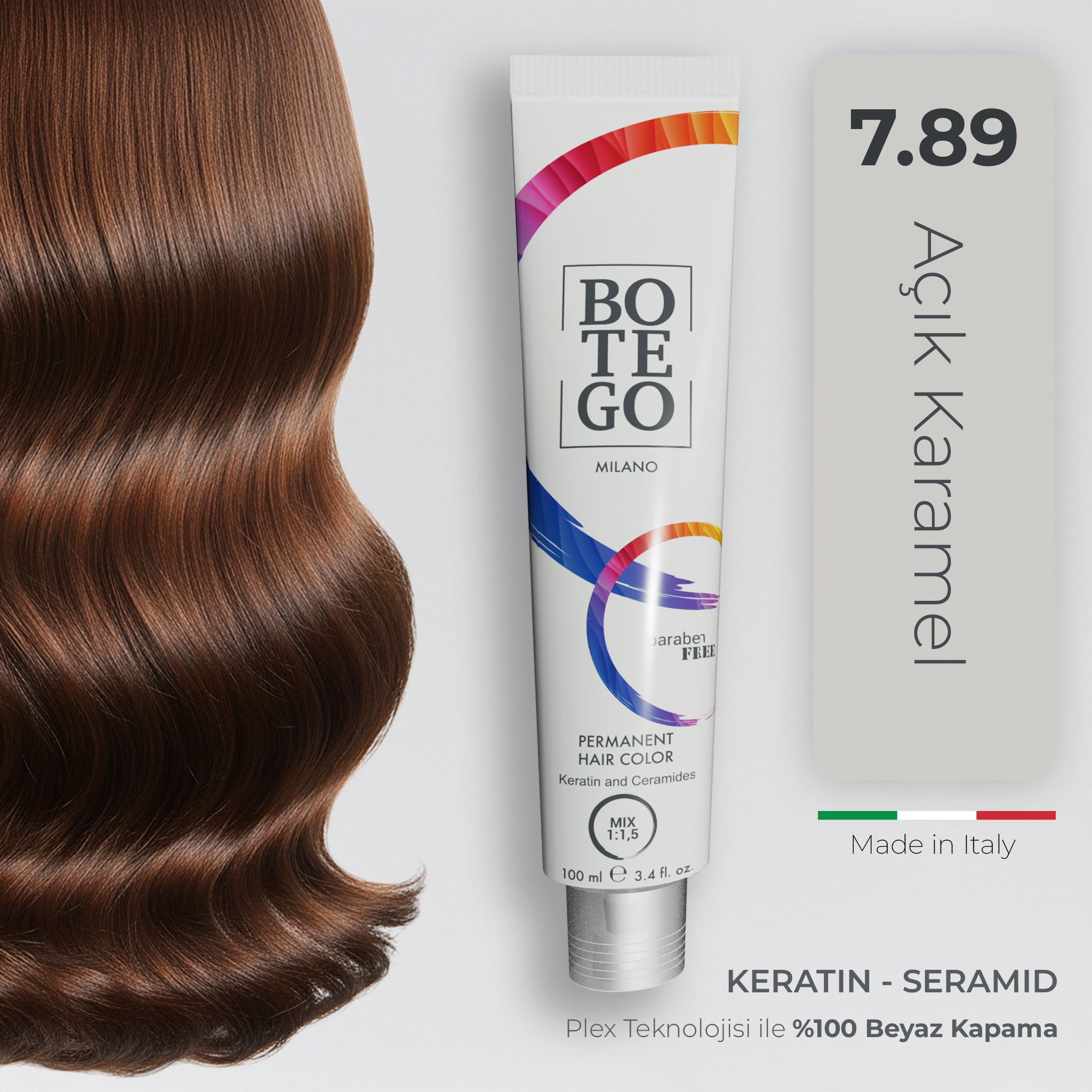 Profesyonel Krem Saç Boyası 7.89 Açık Karamel