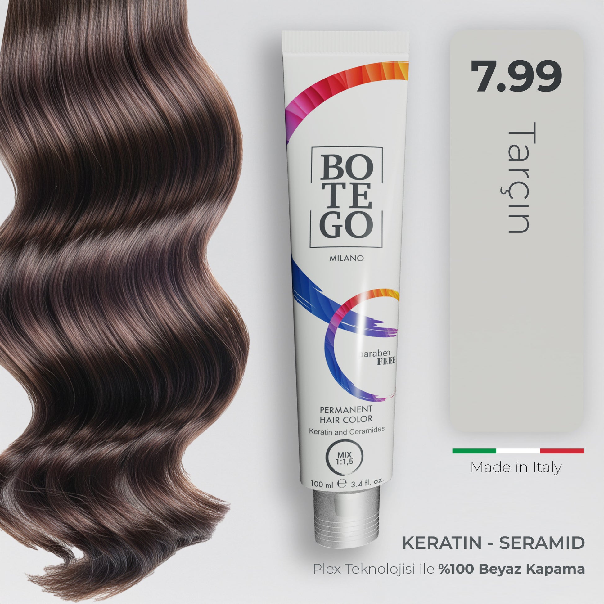 Profesyonel Krem Saç Boyası 7.99 Tarçın | Botego Milano