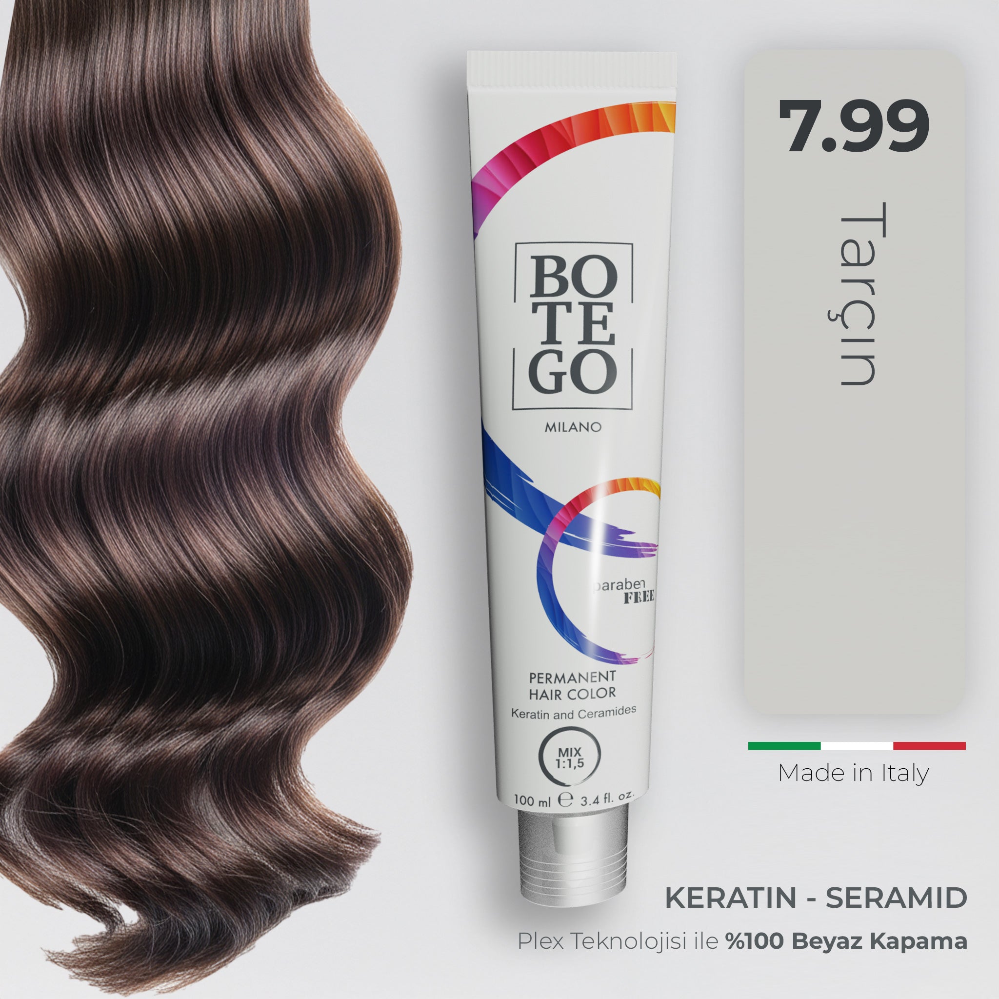 Profesyonel Krem Saç Boyası 7.99 Tarçın | Botego Milano