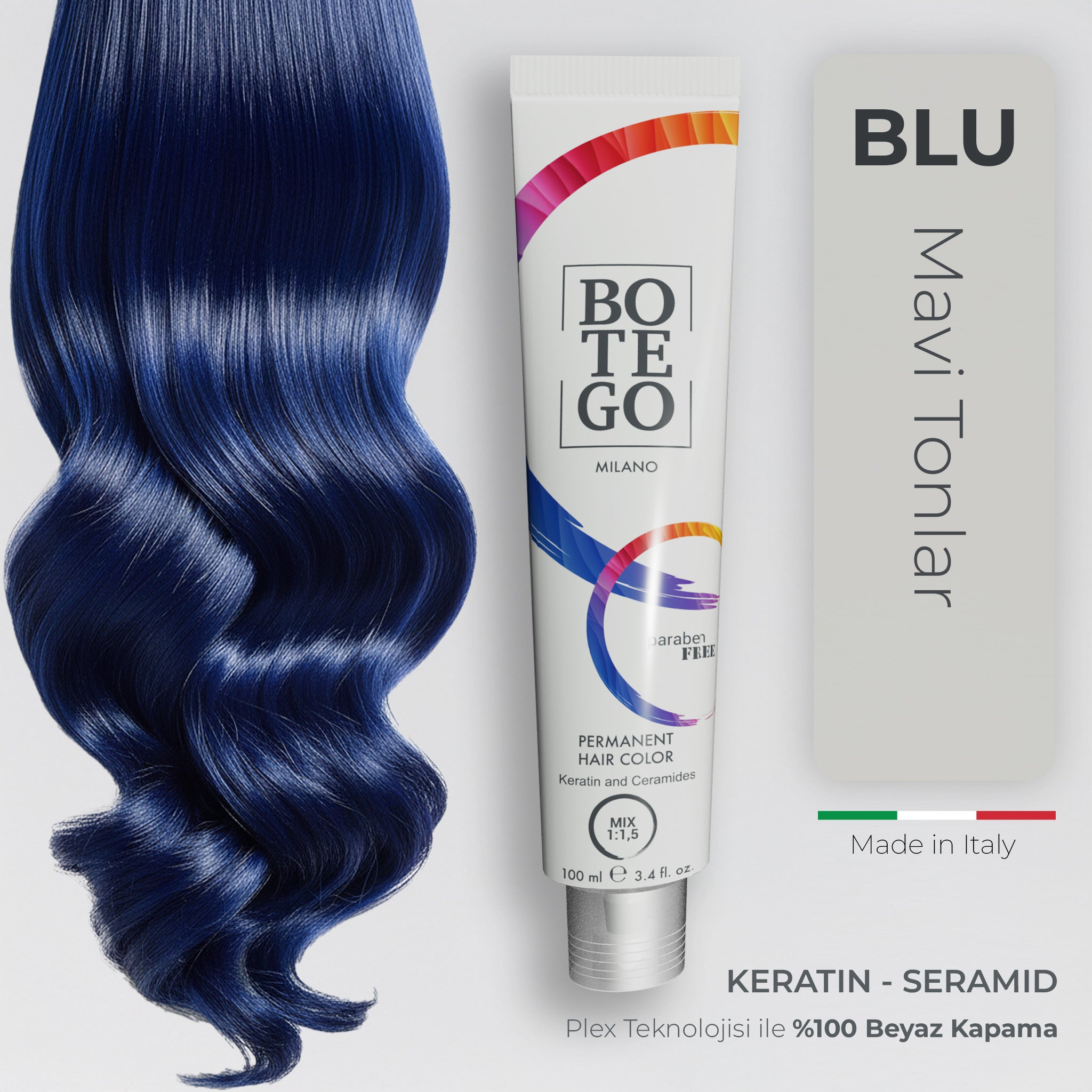 Profesyonel Krem Saç Boyası Blue | Mavi Ton | Botego Milano