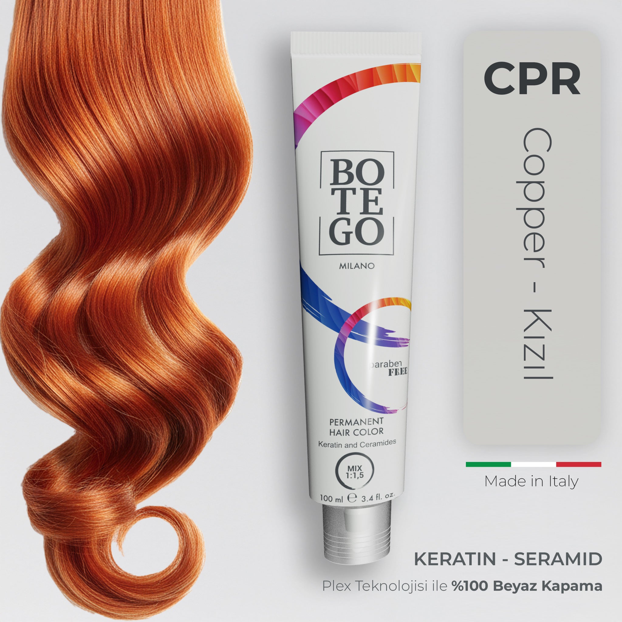 Profesyonel Krem Saç Boyası Copper | Bakır | Botego Milano