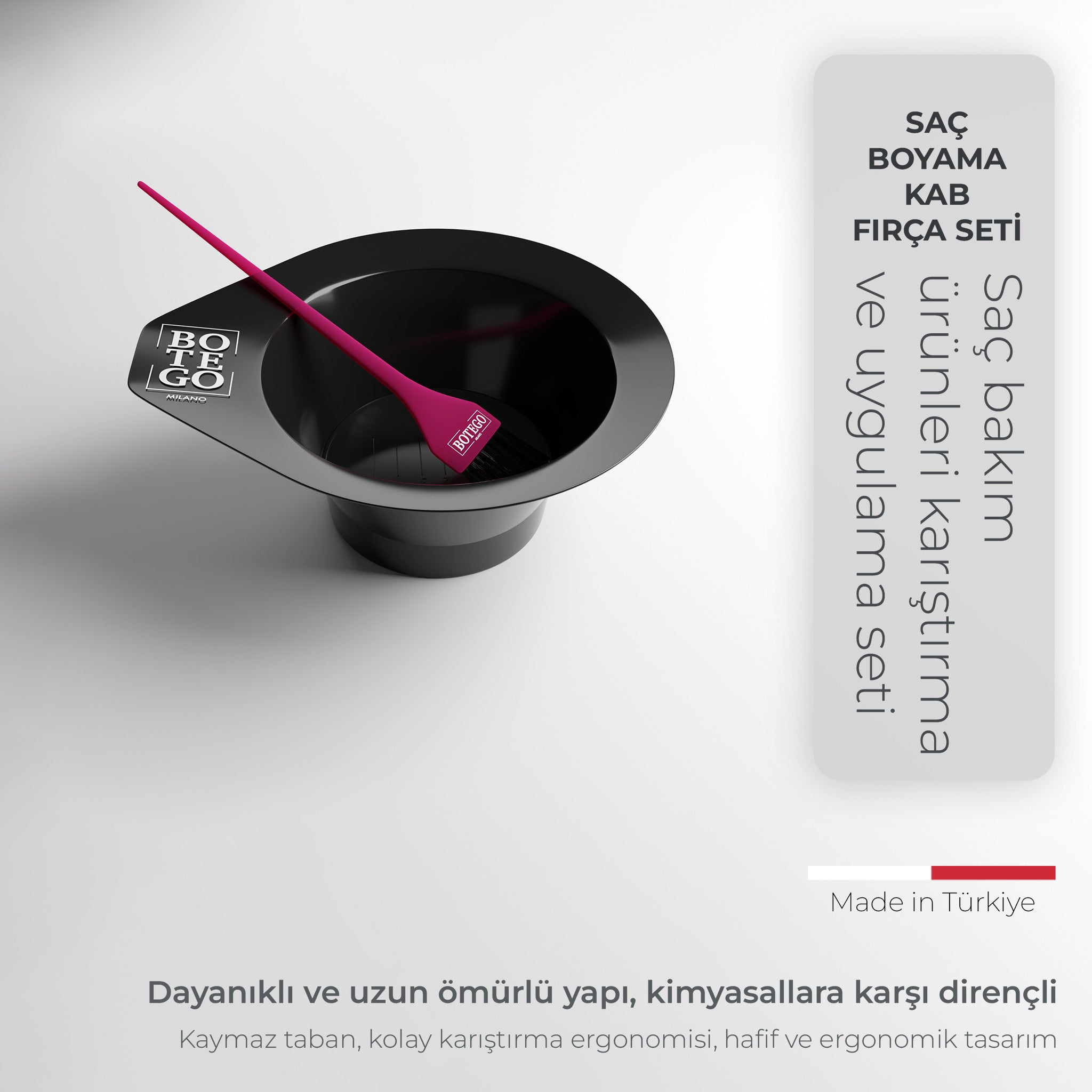 Botego Milano saç bakım ürünleri karıştırma fırça ve kap set